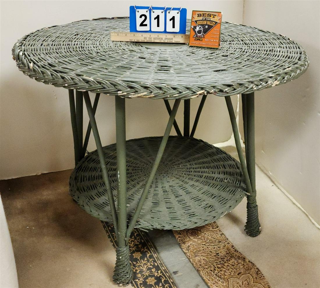 WICKER 2 TIER TABLE 27"H X 36"DIAM (1 of 3)