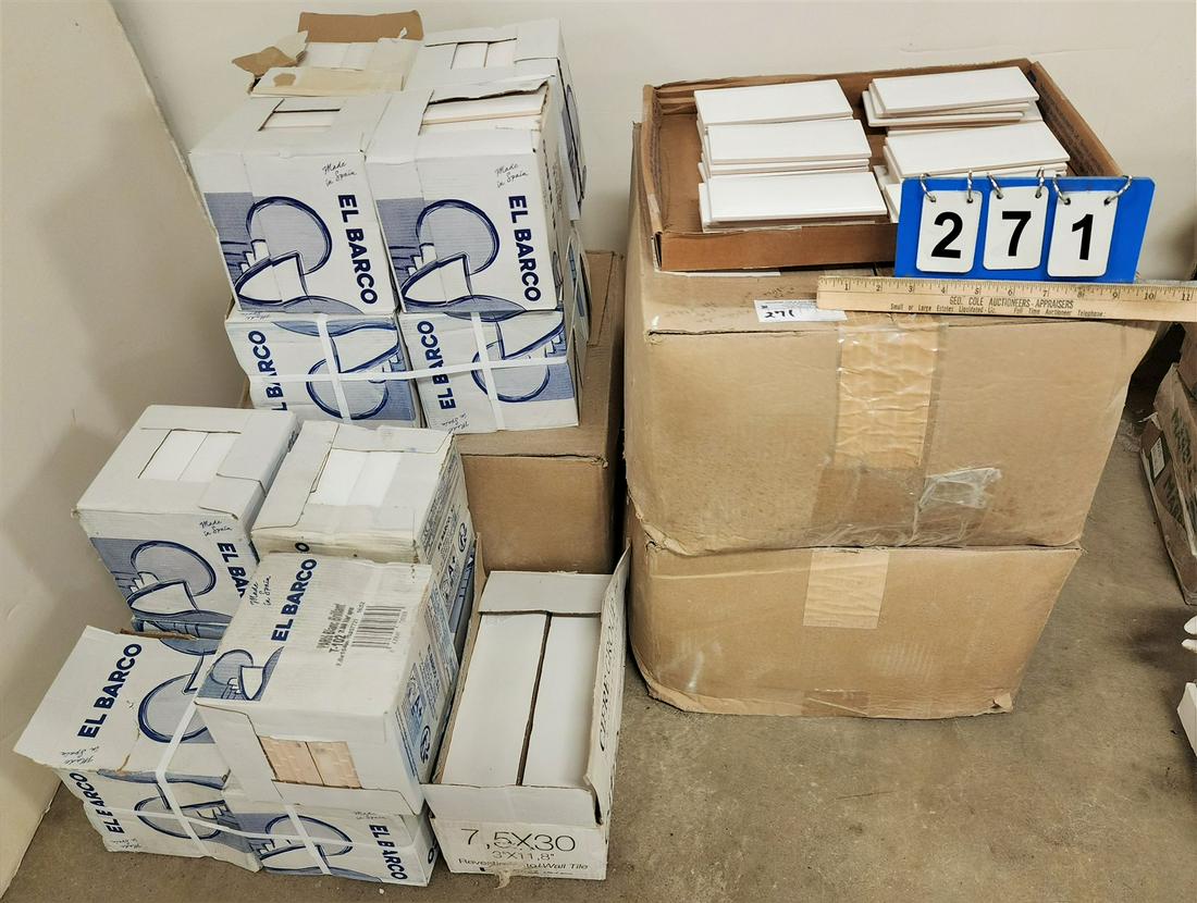 LOT 27 BXS EL BARCO PARIS BLANC BRILLIANT 6" X 3" TILES- 44 PCS. IN EACH BX & BX CIFRE GROUP 24 PC. (1 of 2)