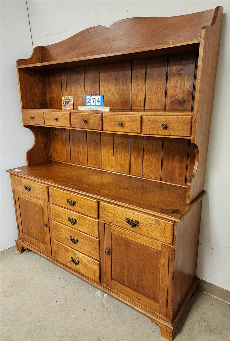 HICKORY HUTCH MADE BY M. BROWN FAIRMONT VT. 6'6"H X 64"W X 19 3/4"D: HICKORY HUTCH MADE BY M. BROWN FAIRMONT VT. 6'6"H X 64"W X 19 3/4"D