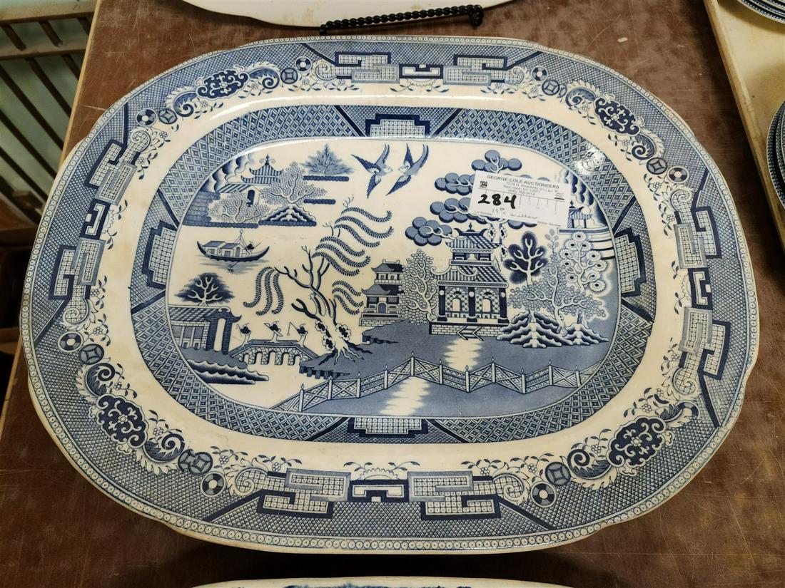 19TH C WILLOW PLATTER 18-1/4" X 14-1/2" (1 of 3)
