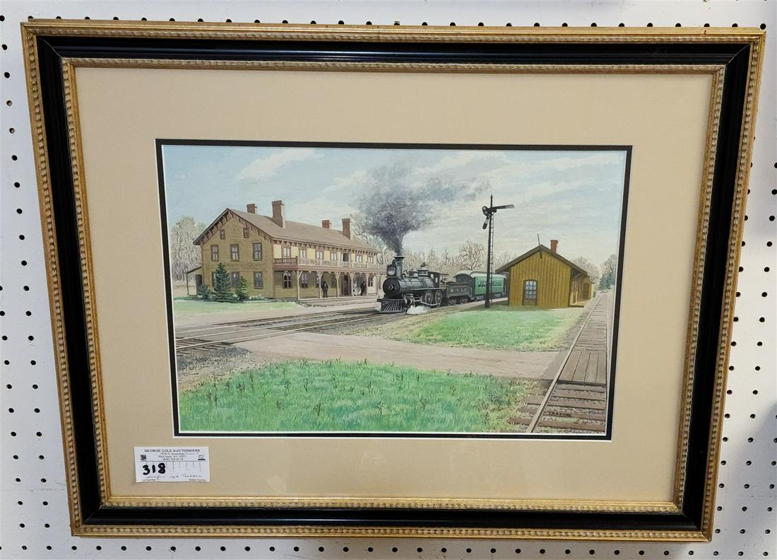 FRAMED ACRYLIC TRAIN STOP SGND TASSONE 11-1/4" X 16" W/FRAME 20" X 25": FRAMED ACRYLIC TRAIN STOP SGND TASSONE 11-1/4" X 16" W/FRAME 20" X 25"