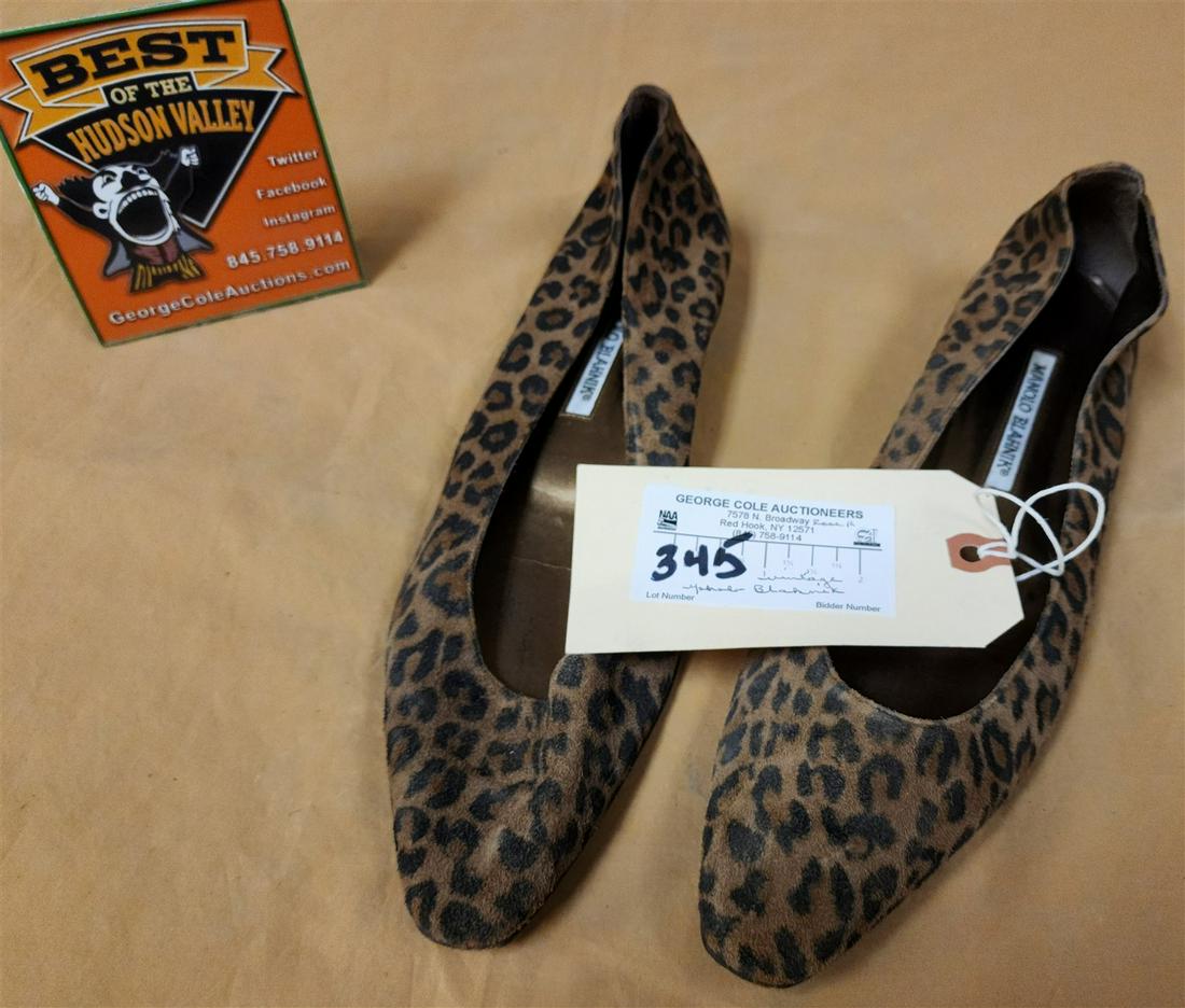 VINTAGE PR. MONOLO BLAHNIK LEOPARD PRINT LOAFERS SIZE 40 1/2 FROM ROGER ROSS & ERIC BONGARTZ COLL. (1 of 4)