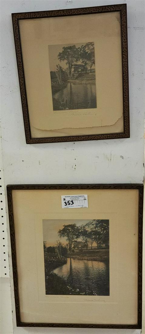 LOT 2 FRAMED WALLACE NUTTING HAND COLORED PHOTOS "SUMMER WIND" 9 1/2" X 7 1/2" W/ FRAME 17 3/4" X 19 (1 of 4)