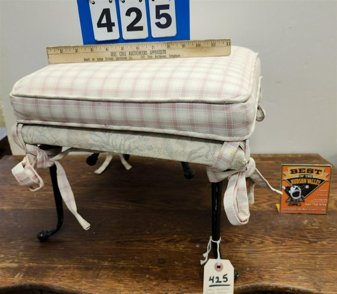 SADDLE HOOK BASE UPHOL. TOP FOOT STOOL 12 1/2"H X 14"SQ (1 of 2)