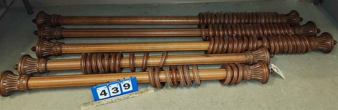 LOT WOODEN CURTAIN RODS 3- 58", 2-47" (1 of 2)