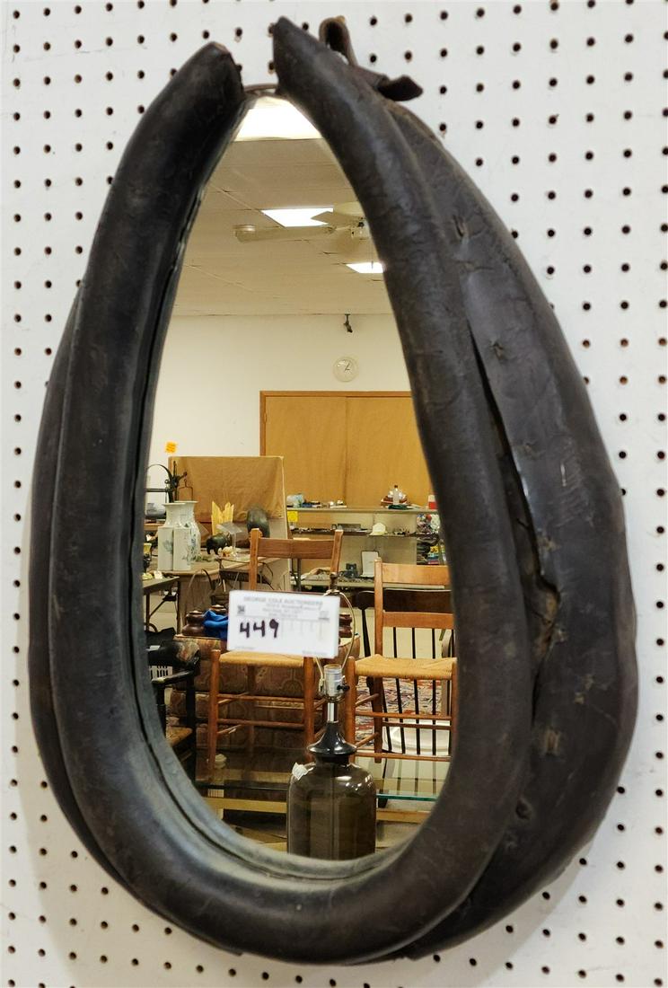 LEATHER YOLK MIRROR 22 1/2"W X 17" (1 of 1)