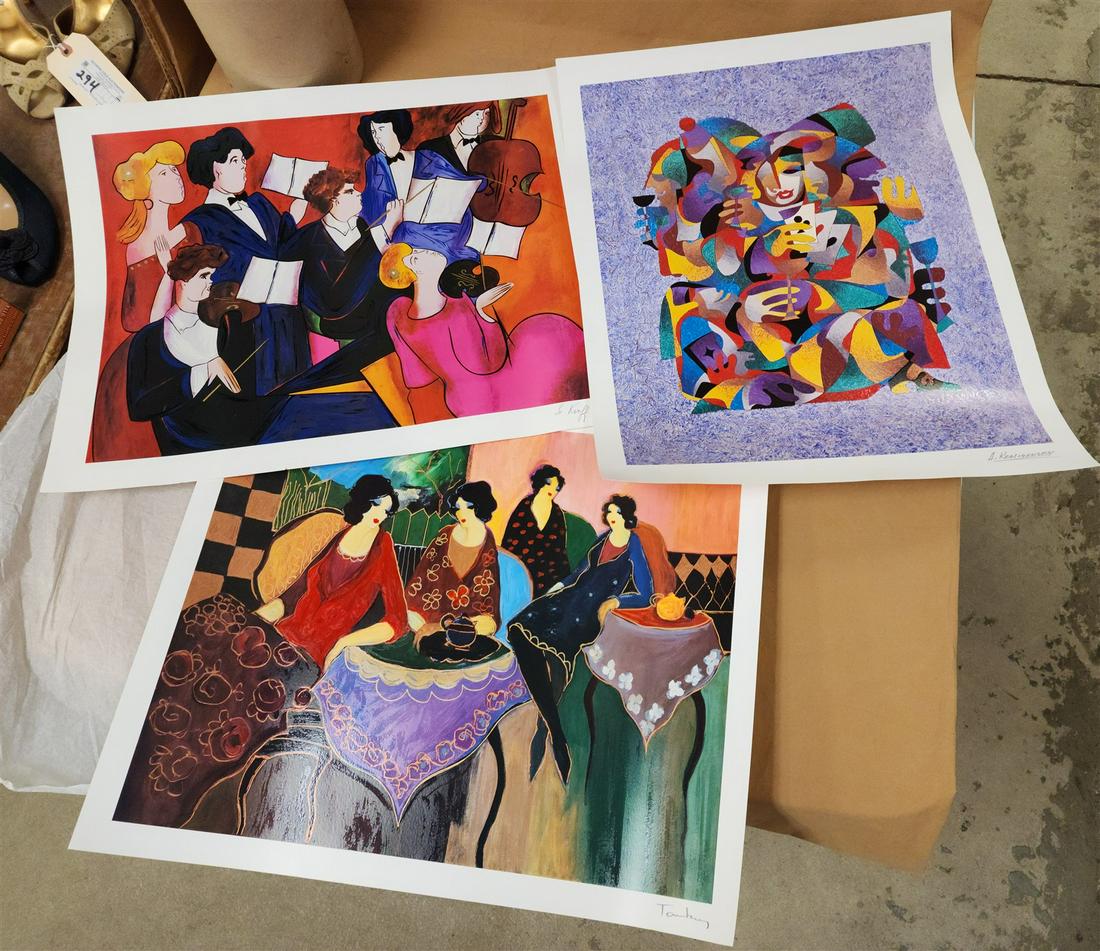 TUBE OF UNFRAMED LITHOS TURKAY (ITZCHAK) "TWO BY TWO" 18 1/4" X 22 1/2" & LITHO LE KINFF (LUNDA) (1 of 8)