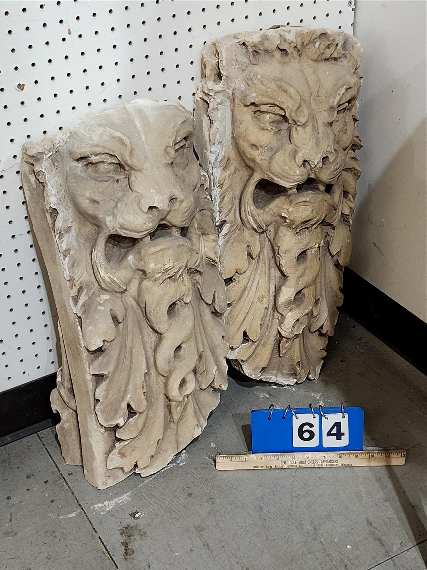 PR PLASTER LION PANELS 26"H X 11"W X 6"D (1 of 4)