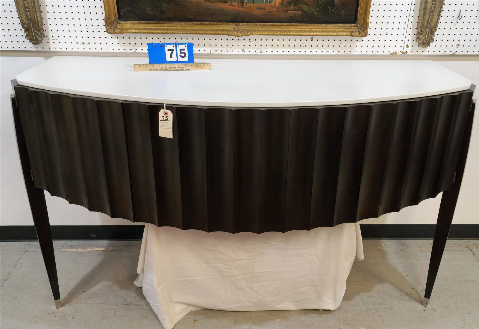 CAPPINELLI LEATHER TOP ROSEWOOD SIDEBOARD 42"H X 69-1/2"W X 28"P 2 DOOR 1 DRAWER: CAPPINELLI LEATHER TOP ROSEWOOD SIDEBOARD 42"H X 69-1/2"W X 28"P 2 DOOR 1 DRAWER