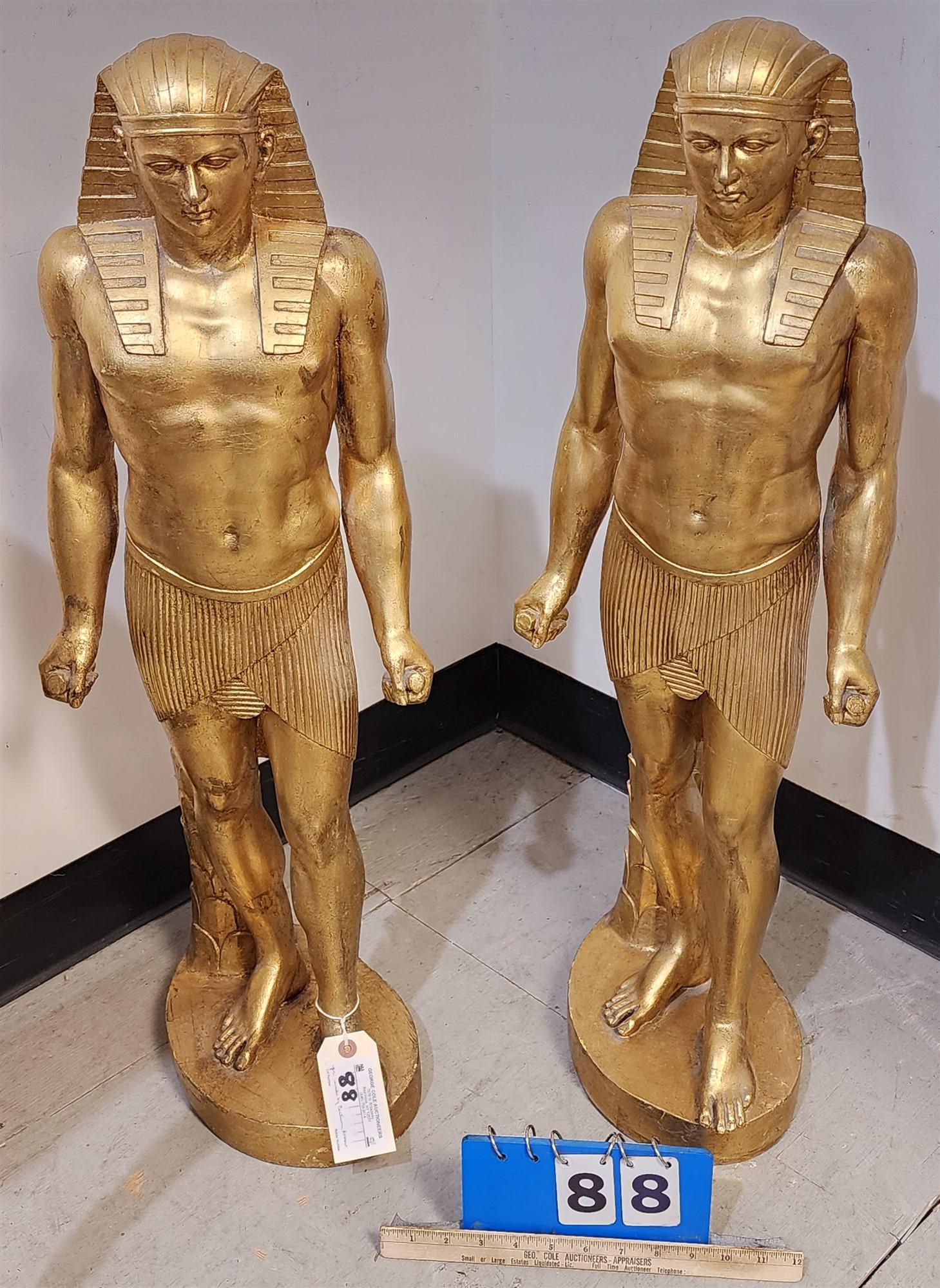 PR EGYPTIAN GILT RESIN FIGURES MADE BY COSTUME ARMOUR INC 33" (1 of 4)