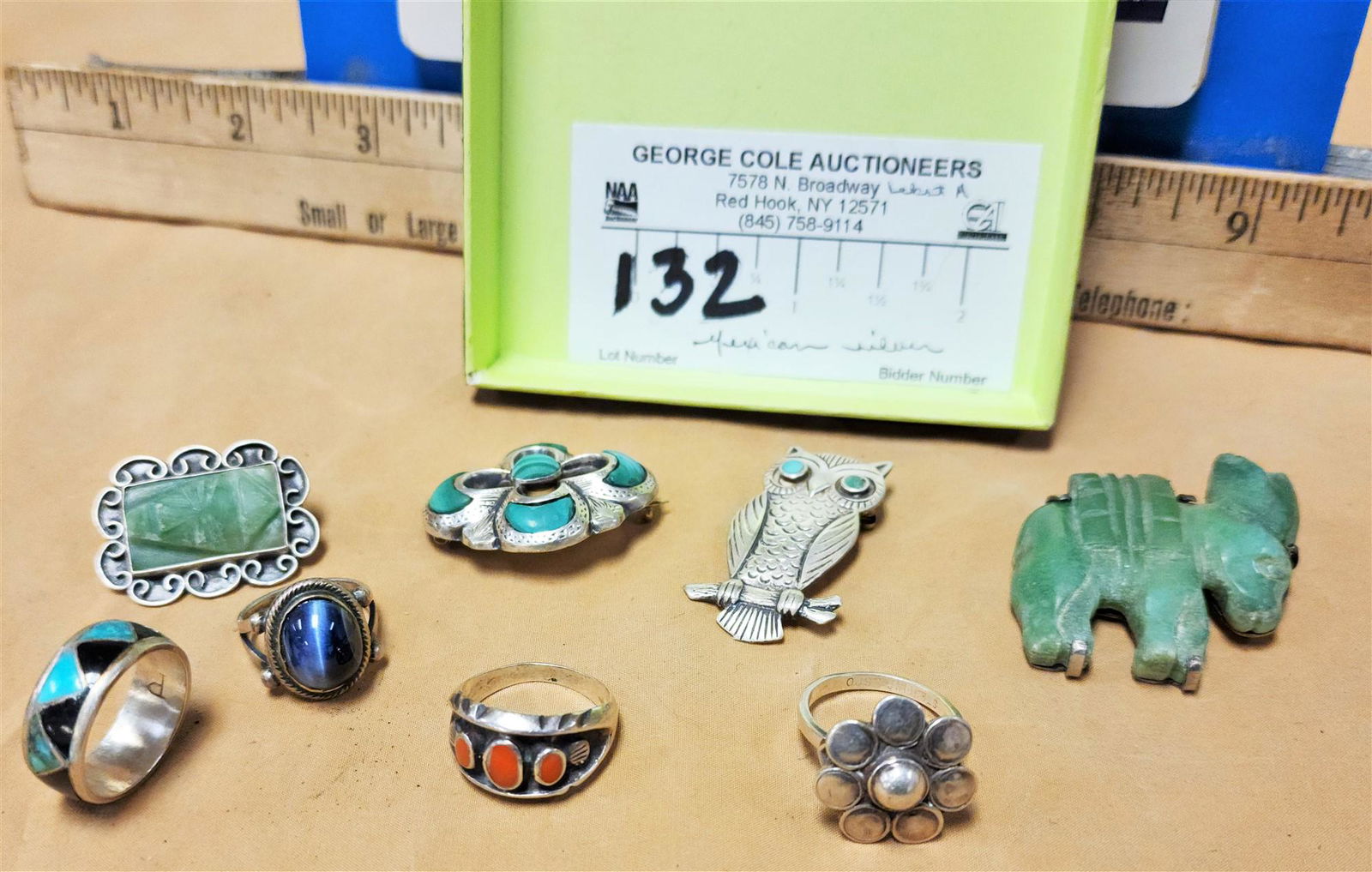 LOT 4 MEXICAN SILVER PINS AND 4 RINGS 1.37 OZT (1 of 3)