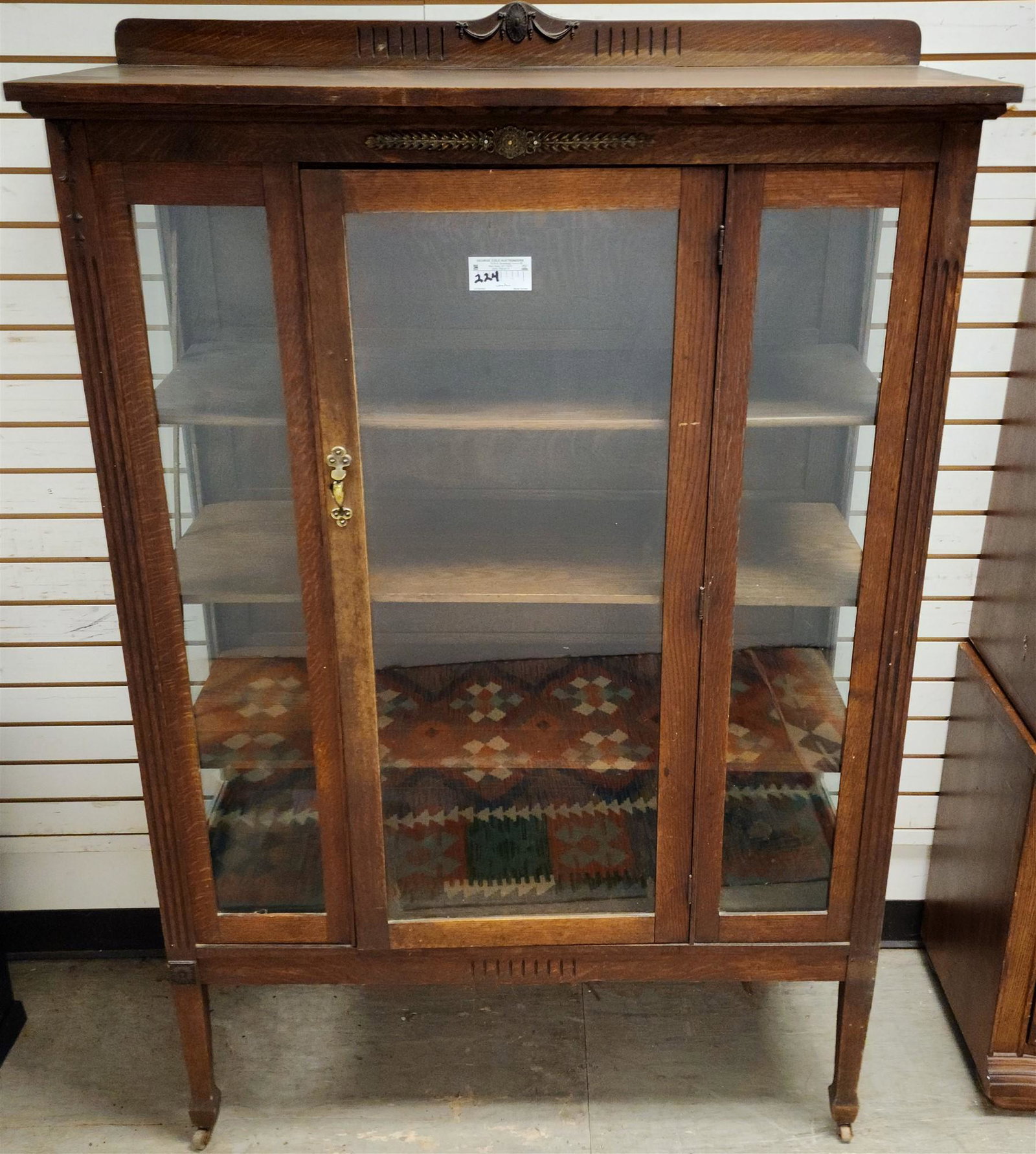 OAK CHINA CABINET 65"H X 43"W X 17"D: OAK CHINA CABINET 65"H X 43"W X 17"D