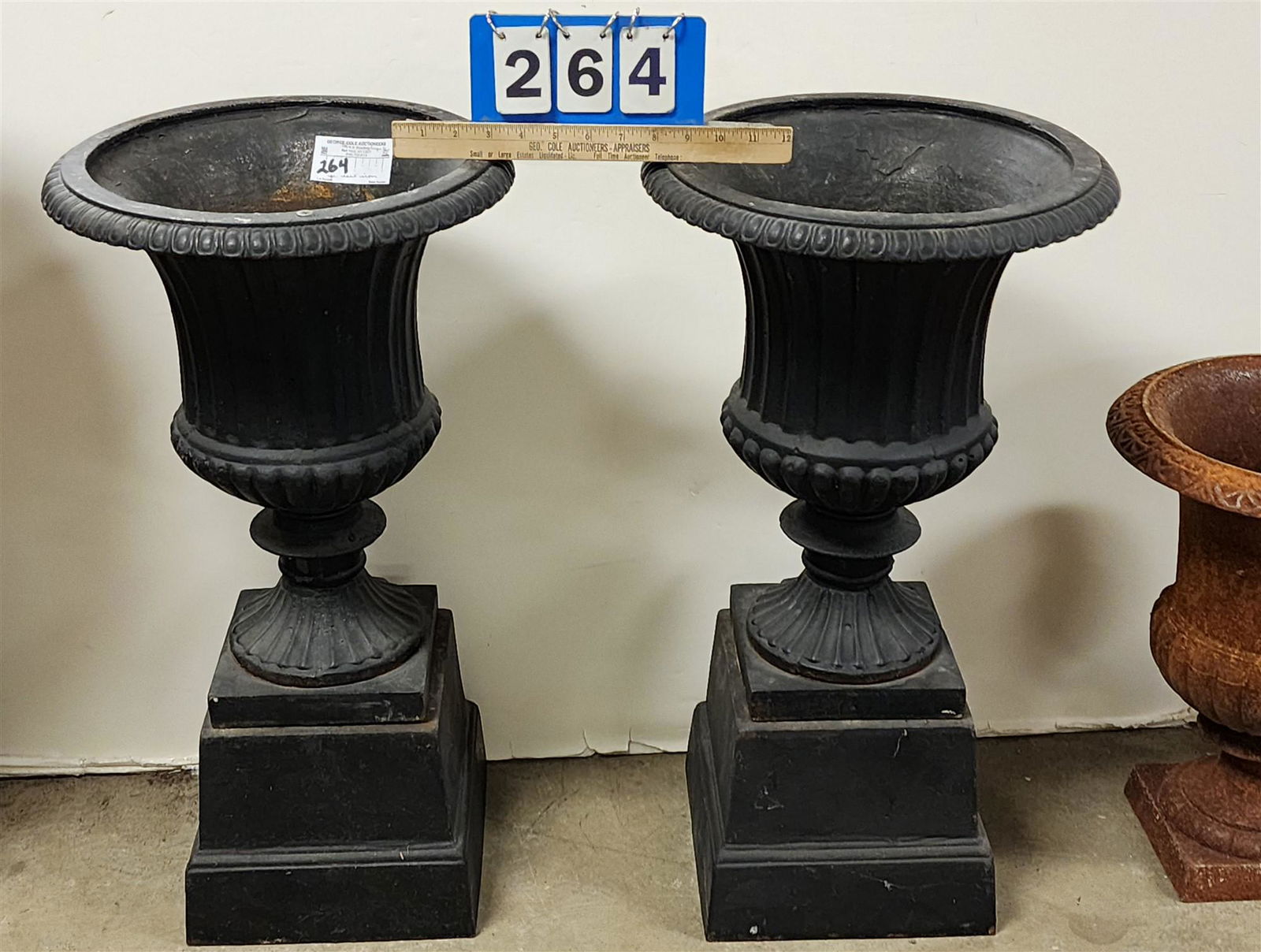 PR CAST IRON URNS 26 1/2"H X 14 1/2" DIAM (1 of 2)