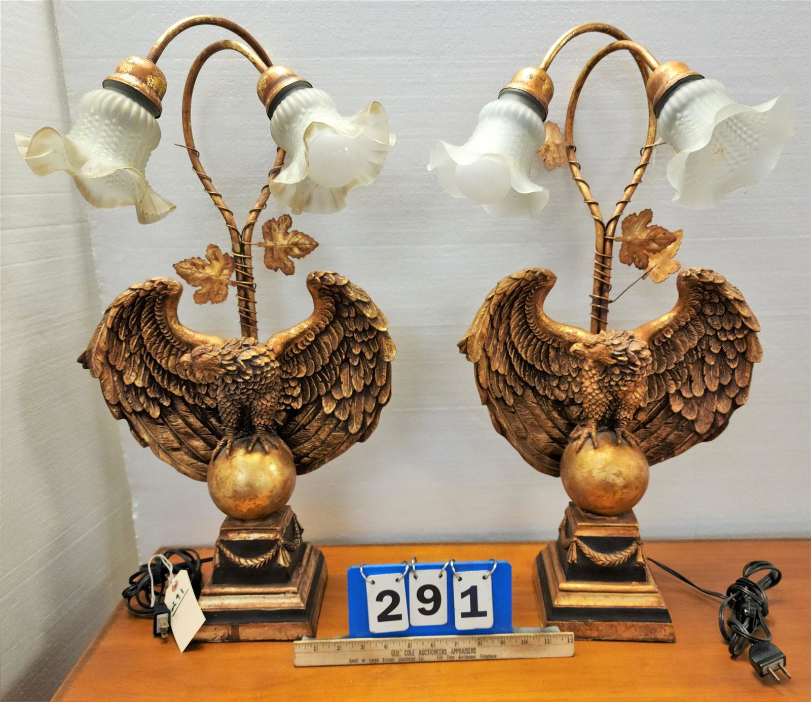 PR. EAGLE 2 LIGHT TABLE LAMPS 26 1/2"H X 14"W (1 of 2)