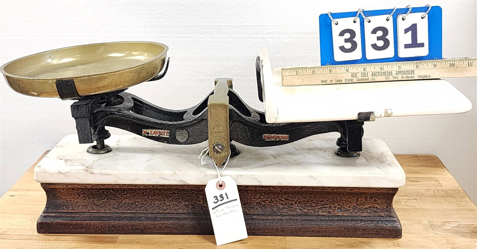 19TH C W. TAVERY BIRMINGHAM MARBLE TOP SCALE 10"H X 24"L X 12"W (1 of 7)