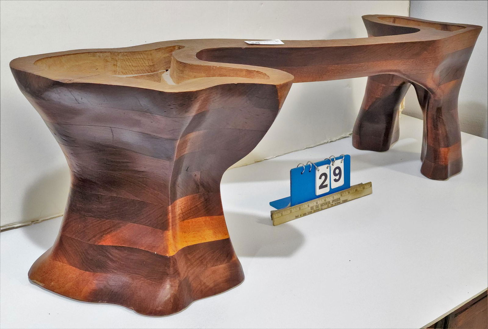 WOODEN SCULPTURAL COFFEE TABLE BASS NO TOP 14-1/2"H X 46"W X 15-1/2"D (1 of 6)