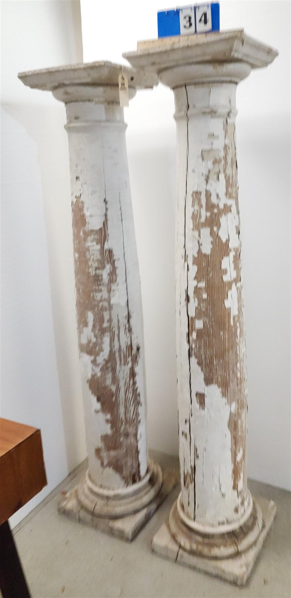 PR 19TH C WOODEN COLUMNS 5'6"H X 14"SQ BASE (1 of 3)