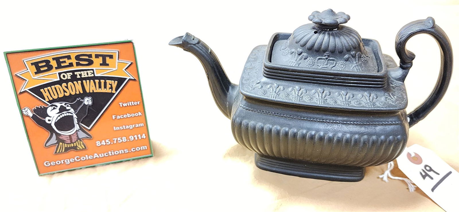 19TH C BASALT TEA POT (1 of 5)