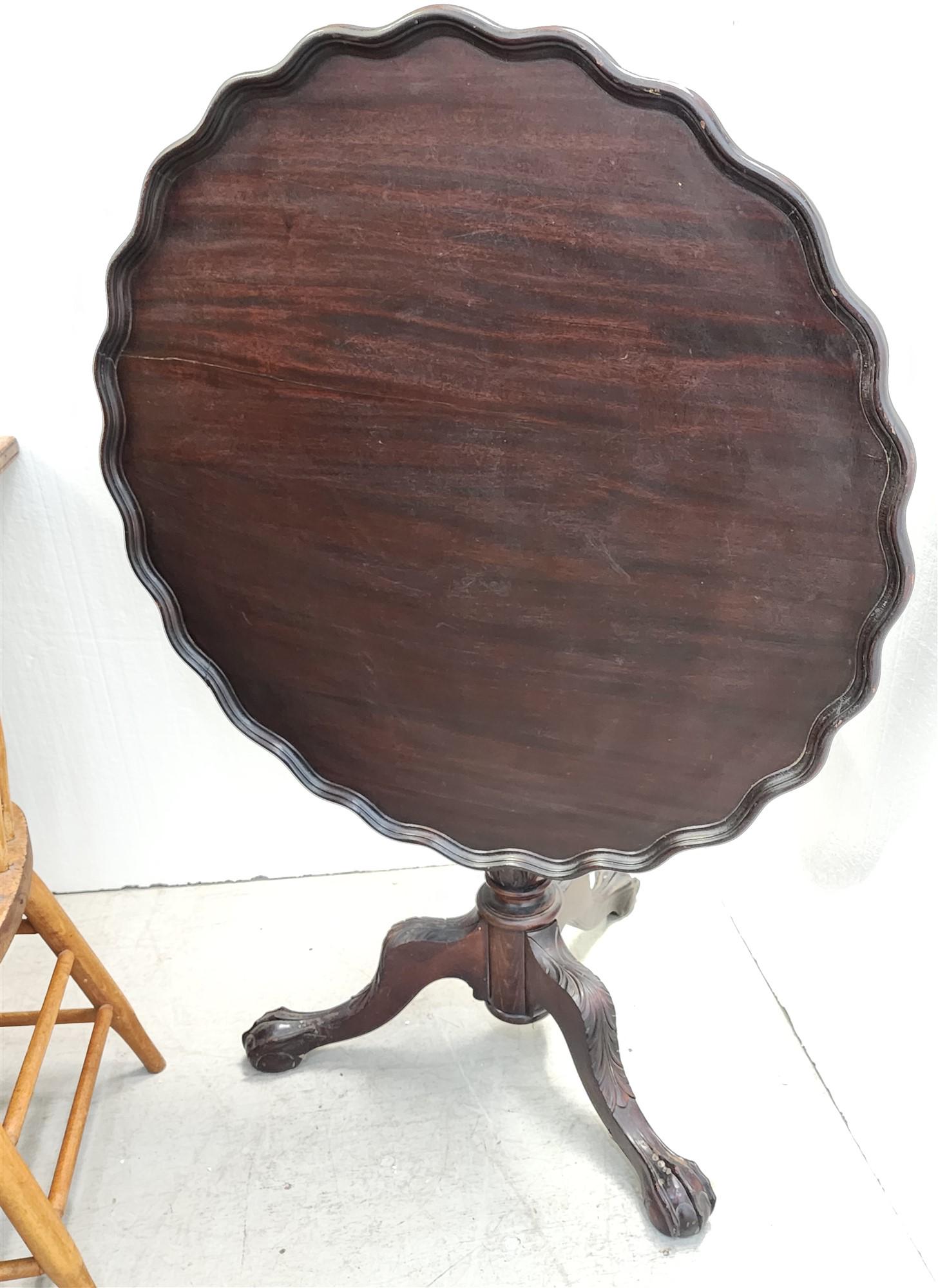 CHIPPENDALE STYLE MAGH TILT TOP TEA TABLE 29-1/2"H X 32" DIAM (1 of 10)