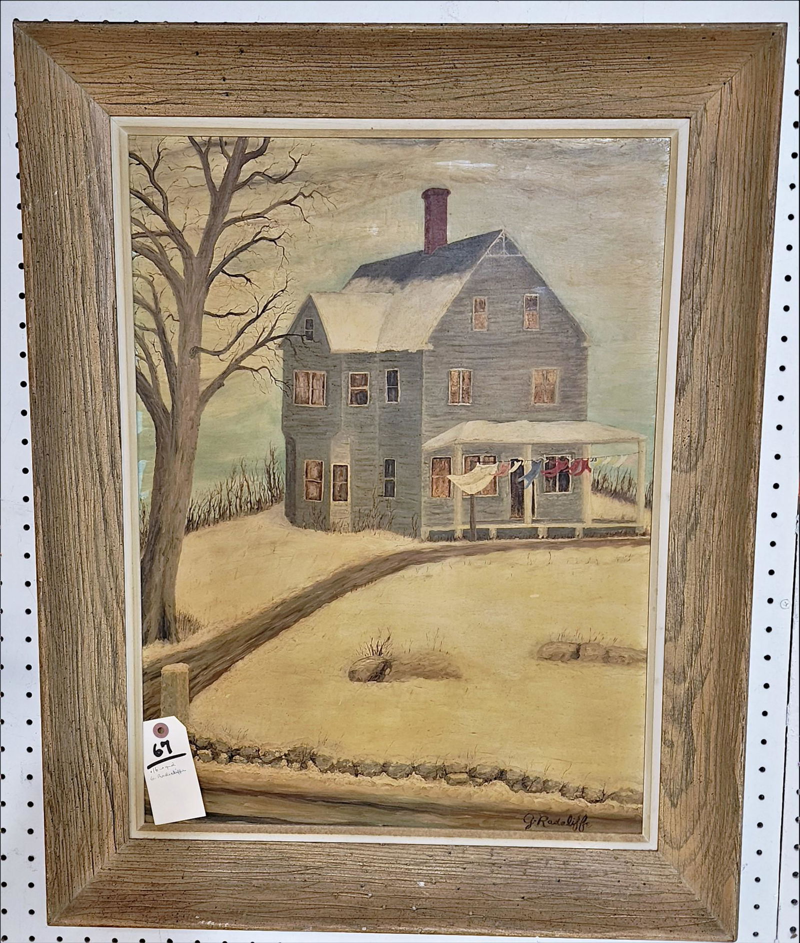 FRAMED O/B LANDSCAPE W/HOUSE SGND G. RADECLIFFE 25" X 19" (1 of 3)
