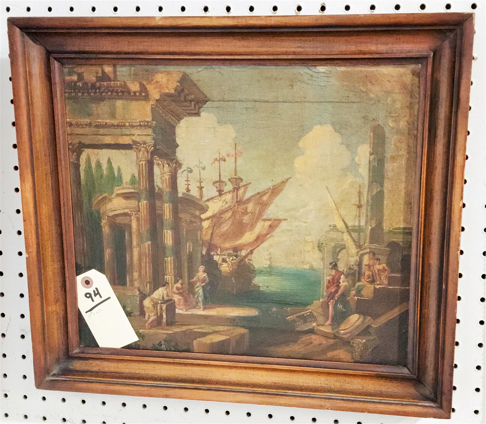 FRAMED 19TH C O/C CLASSICAL SCENE 13"X15" (1 of 2)