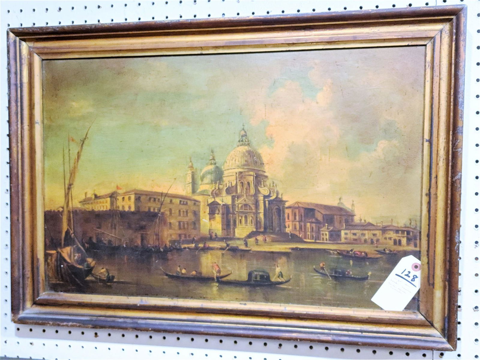 FRAMED O/C VENICE SANTA MARIA SALUTE AFTER GUARDI SGND. FRANCICO PURCHASED IN 1935 17" X 26" (1 of 2)