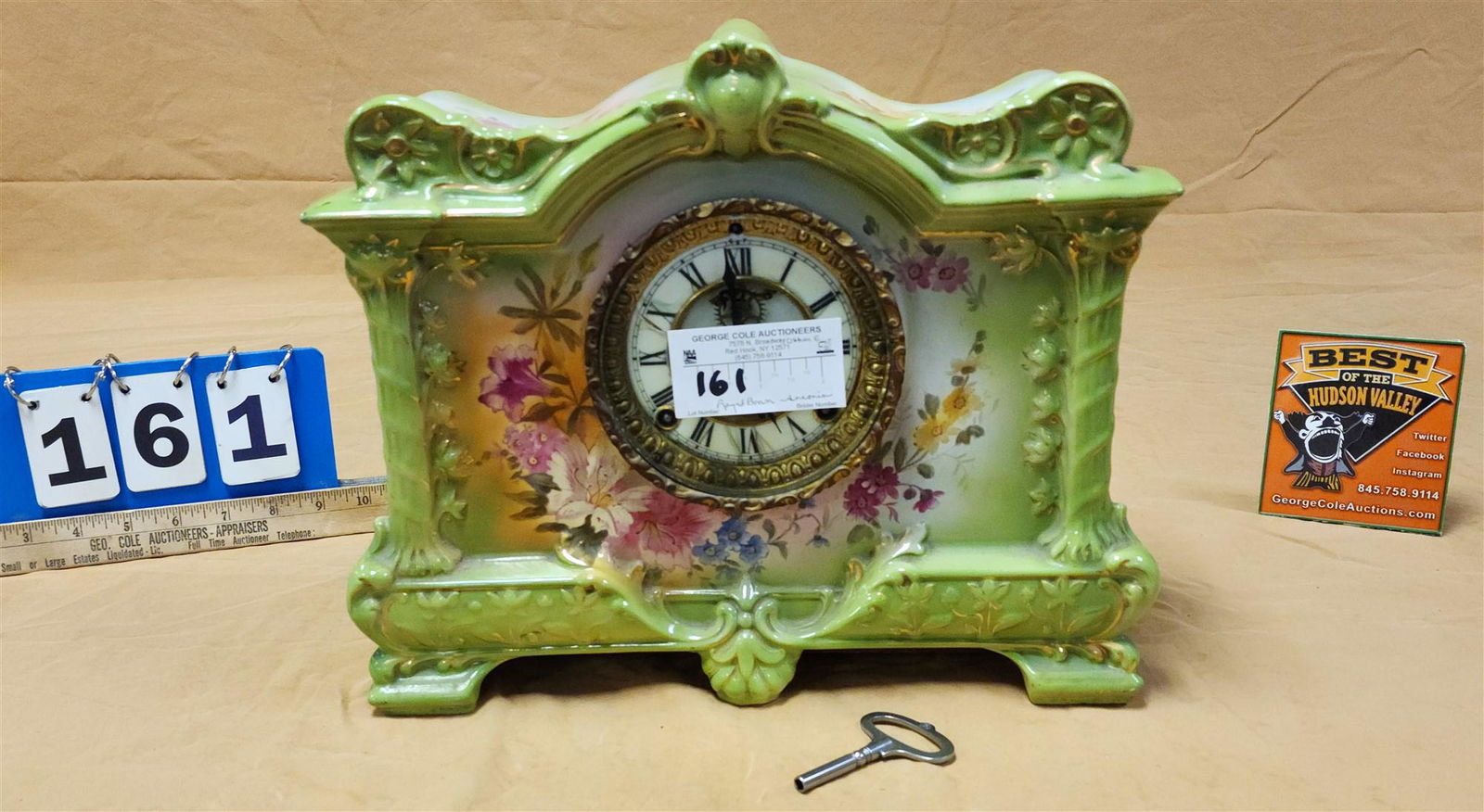 ANSONIA ROYAL BONN MANTEL CLOCK 11-1/2"H X 14"W X 5"D (1 of 10)
