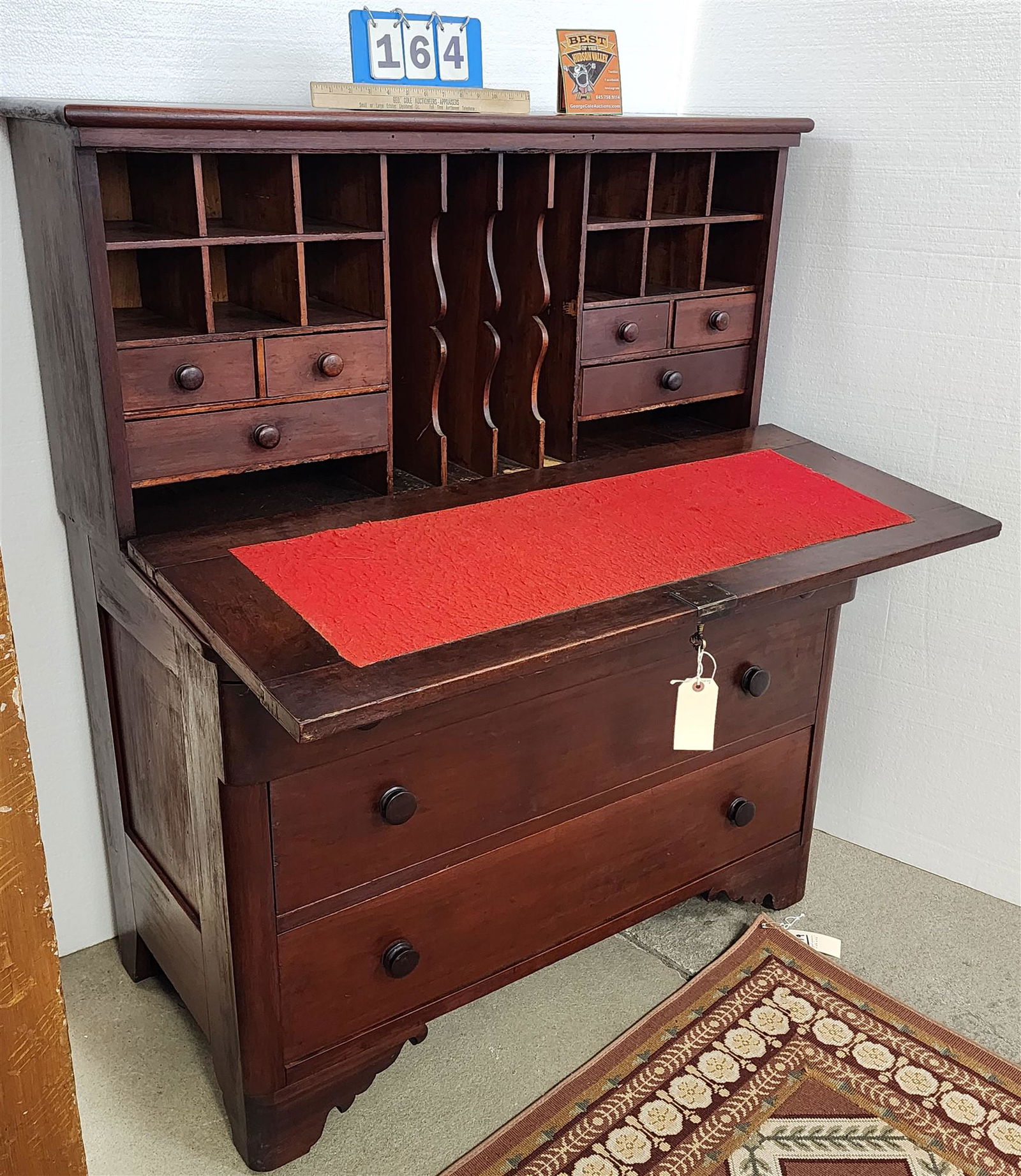 EMPIRE CHERRY DROP FRONT SECRETARY DESK 50"H X 42-1/2"W X 21"D (1 of 7)