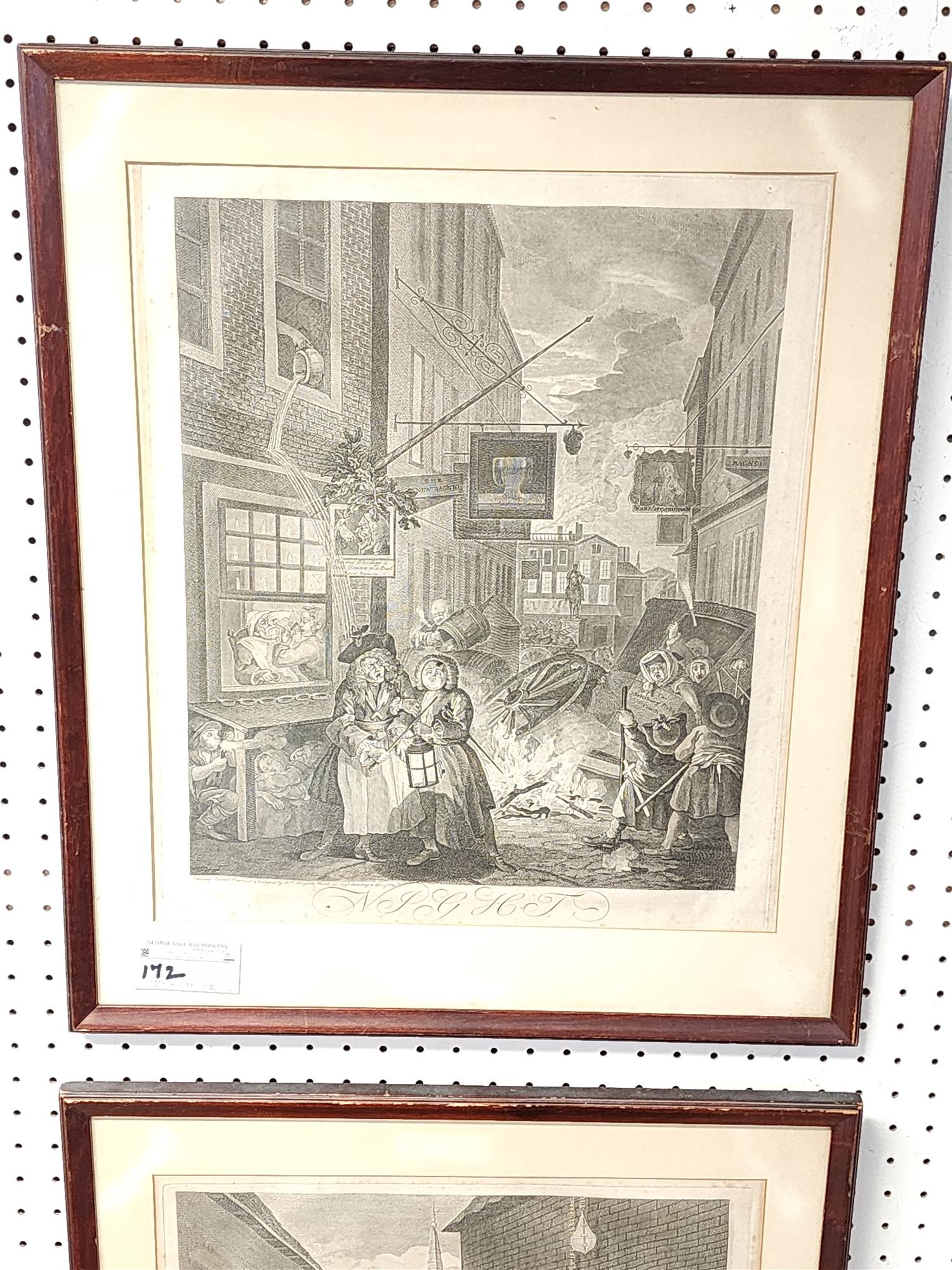 FRAMED 1738 HOGARTH ENGR. NIGHT 19-1/2' X 16-1/2" W/FRAME 25" X 21" (1 of 2)