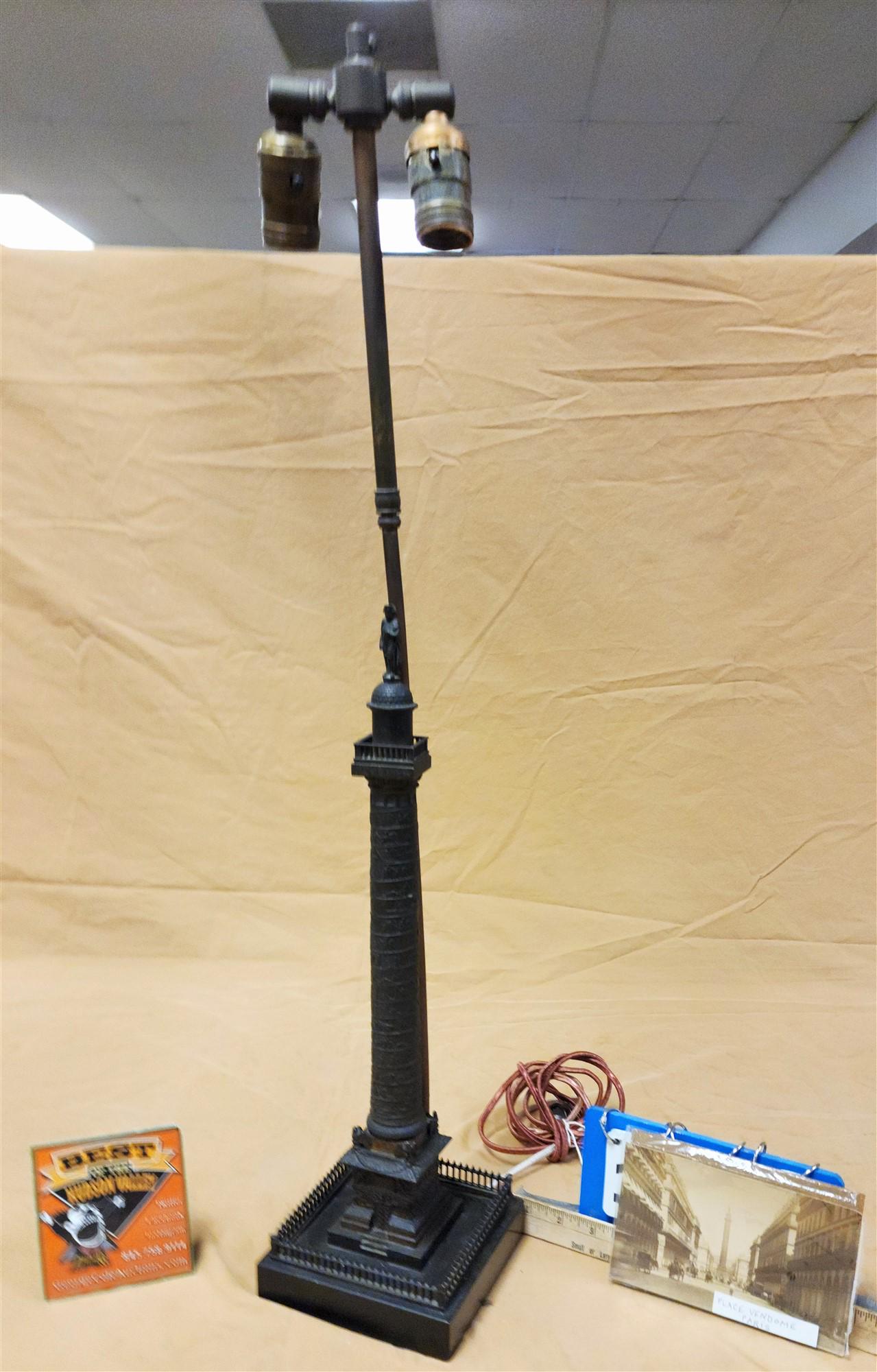 19TH C GRAND TOUR BRONZE PLACE VENDOME PARIS ON MARBLE BASE 18-3/4"H X 5-1/2"SQ (1 of 6)