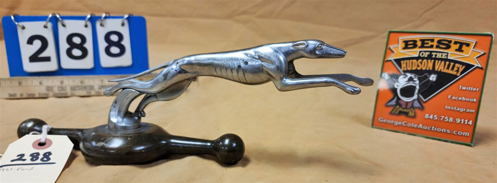1921 Ford Grayhound Hood Ornament 4"h X 11 1/2"