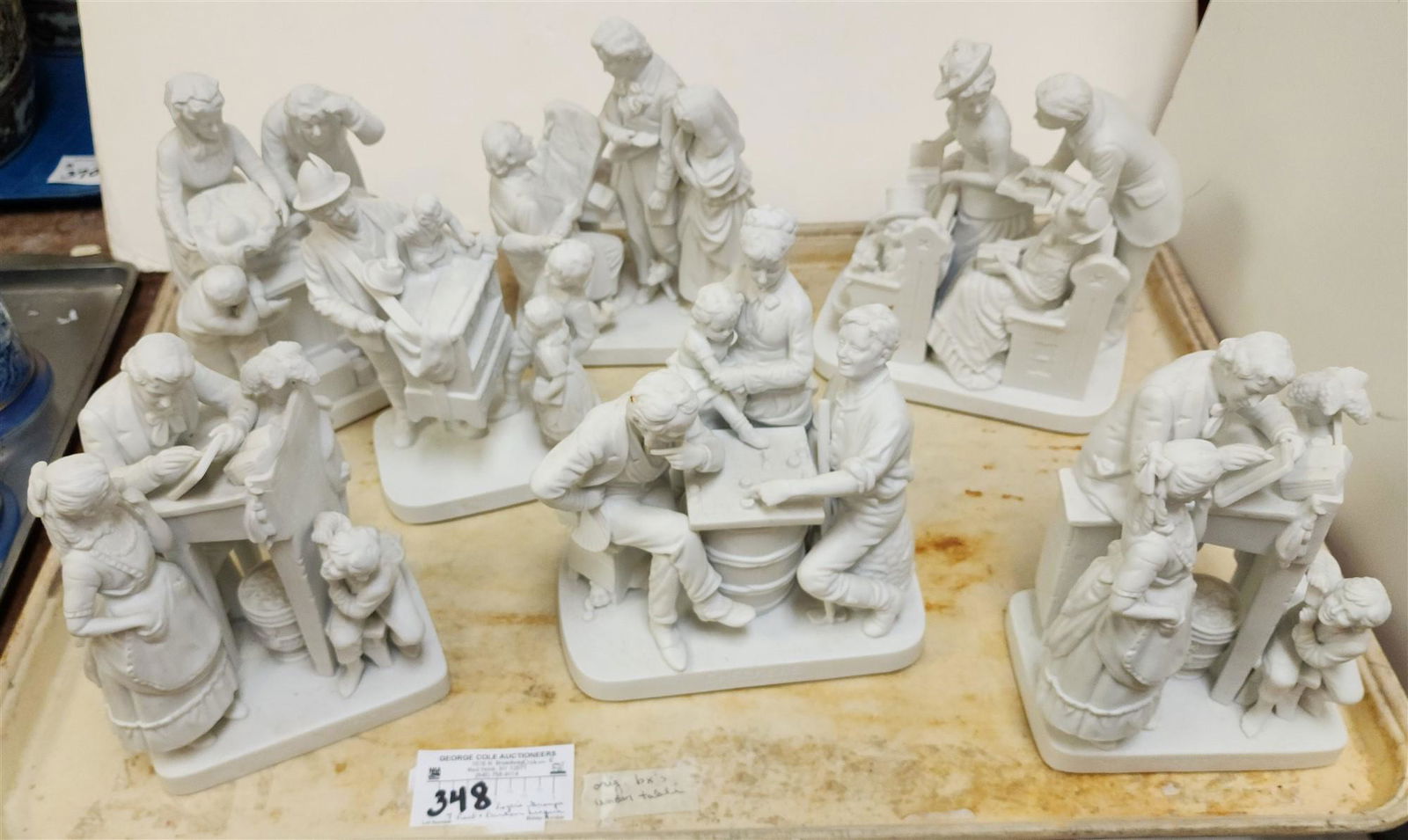 TRAY 7 REED AND BARTON BISQUE ROGER'S GROUPS W/ ORIG BXS: TRAY 7 REED AND BARTON BISQUE ROGER'S GROUPS W/ ORIG BXS