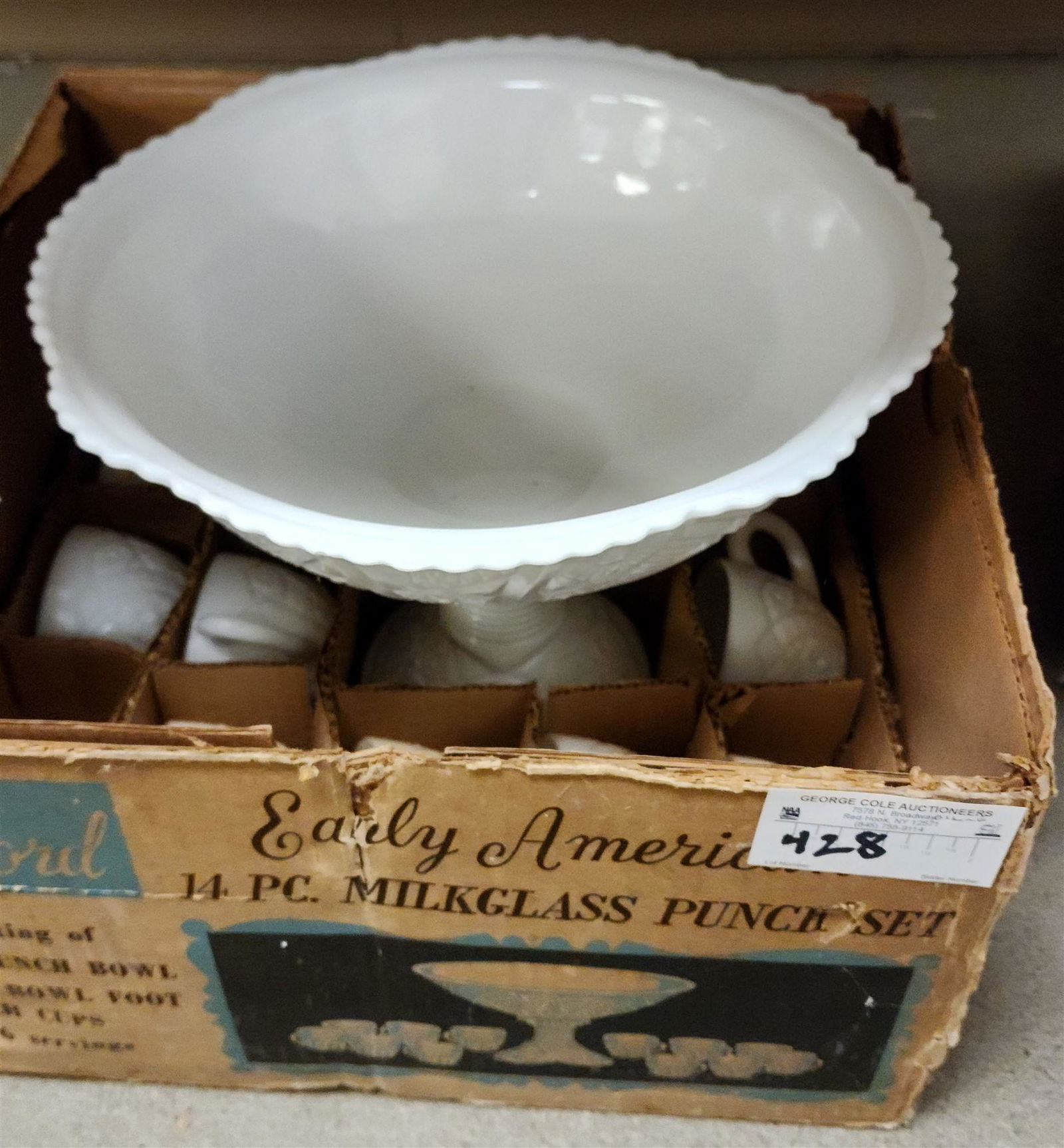 BX THE CONCORD 14 PC MILK GLASS PUNCH SET (1 of 6)