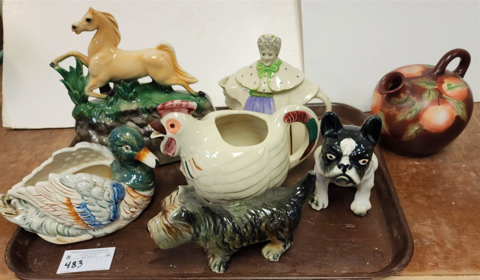 TRAY CERAMIC TV LAMP, TEA POTS, PITCHERS, (1 of 3)