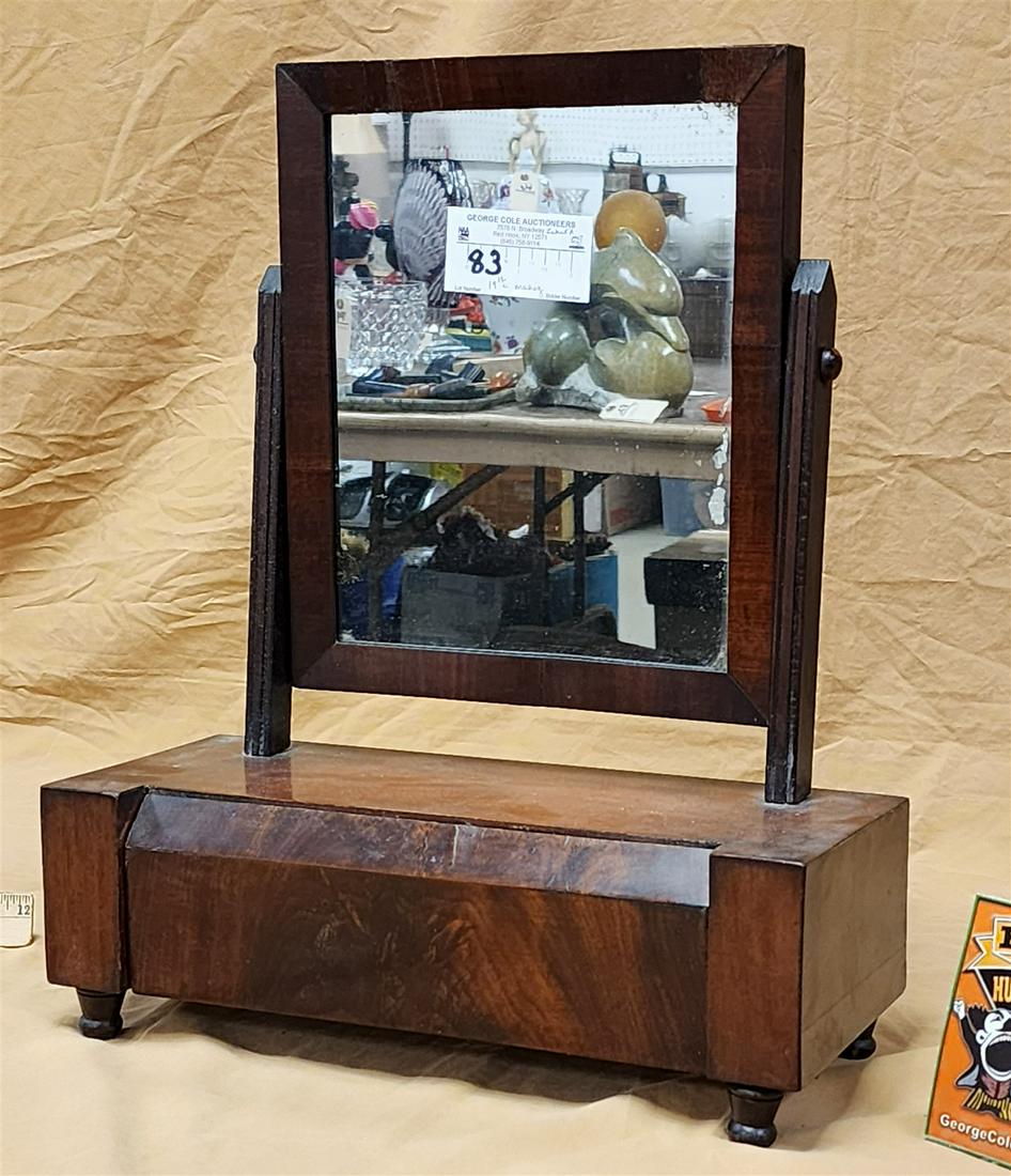 19THc MAHOG. 1 DRAWER DRESSER MIRROR 17 3/4"H X 14 1/2"W X 6 1/2"D (1 of 6)