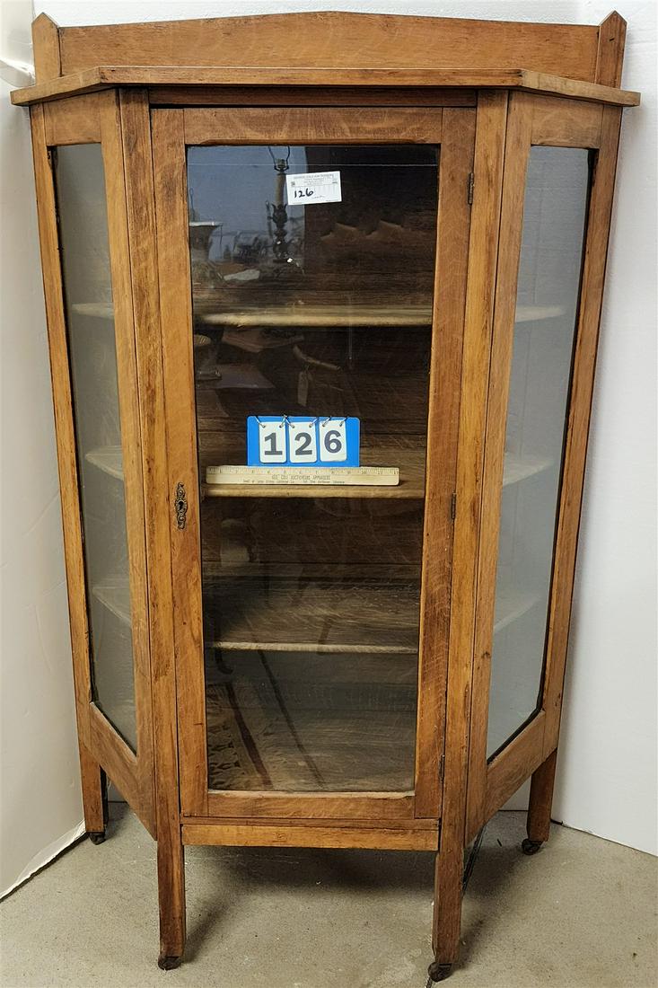 OAK CHINA CABINET 63"H X 40"W X 16"D: OAK CHINA CABINET 63"H X 40"W X 16"D