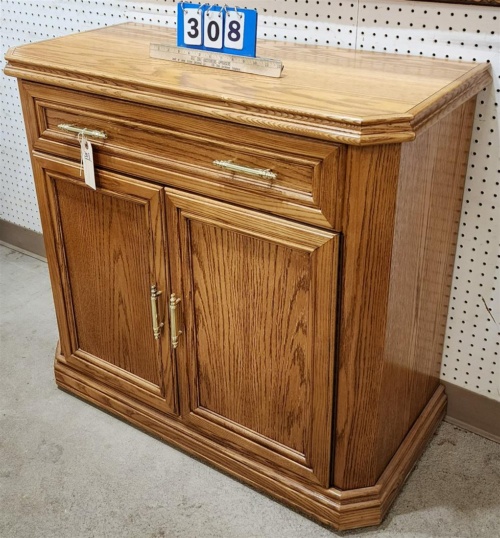 OAK 1 DRAWER OVER 2 DOOR CABINET 32 1/2"H X 35"W X 16 1/2"D (1 of 2)