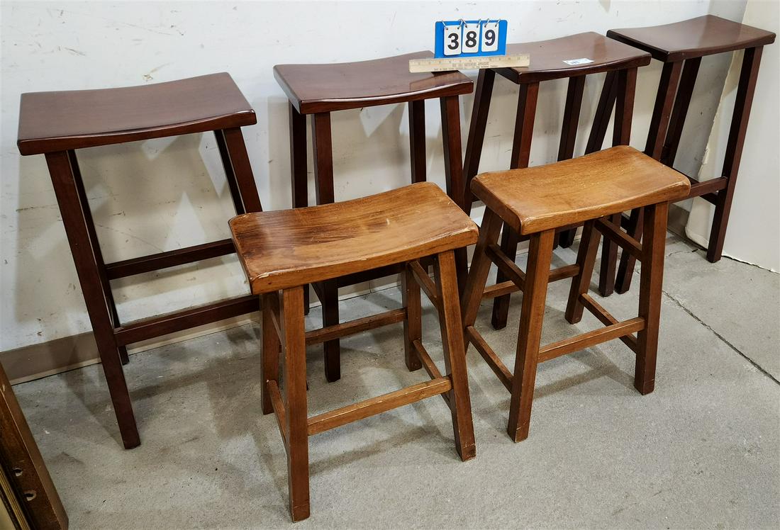 LOT 4 WOODEN COUNTER STOOLS 30 1/2"H X 16"W X 10"D AND PR 24"H X 17 1/2"W X 9"D (1 of 3)