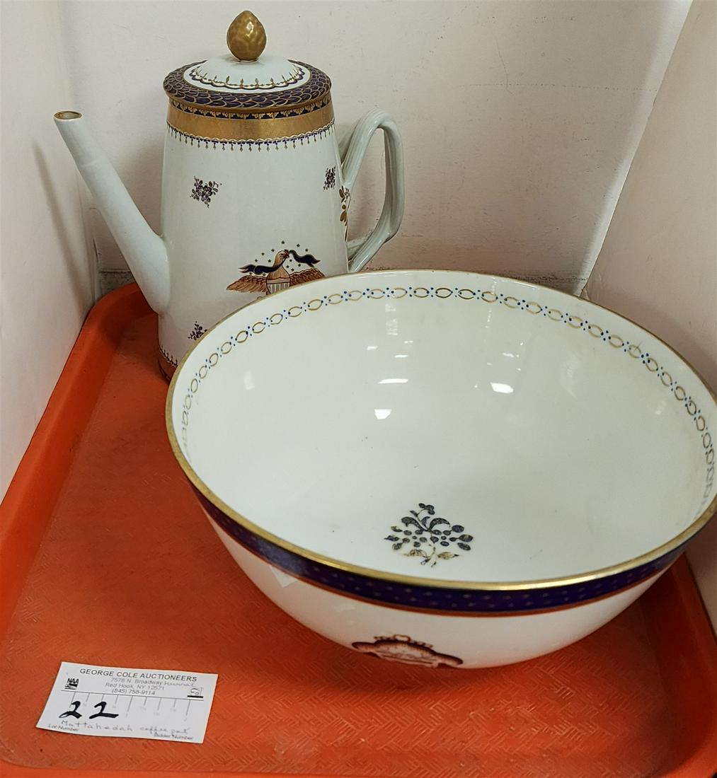 TRAY MATTAHEDEH LOWSTOFT REPROD COFFEE POT 9 1/2" JAPANESE PORCELAIN CHINESE EXPORT REPROD BOWL 4 (1 of 12)