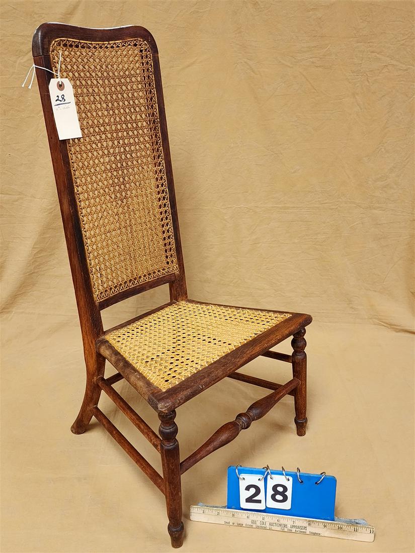 CHILD'S 19TH C CANE BACK AND SEAT CHAIR 31"H X 15 1/2"W X 11 3/4"D (1 of 4)