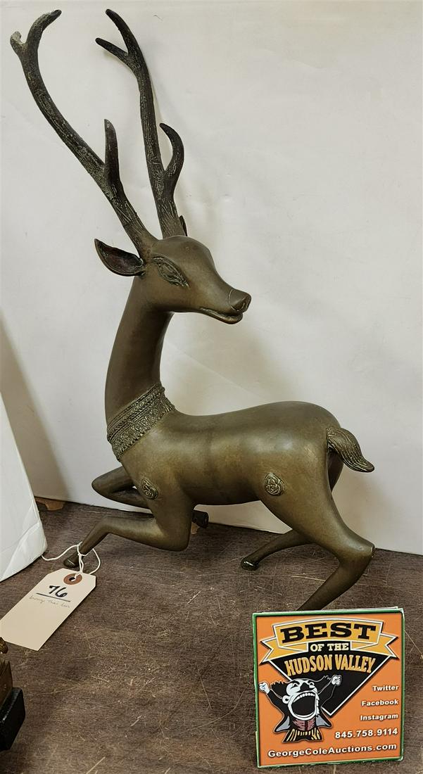 BRONZE THAI DEER 17"H X 11 1/2"L (1 of 4)
