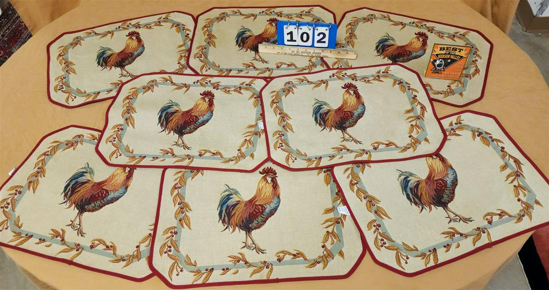 TRAY 8 J. PANSU, PARIS ROOSTER MOTIF PLACE MATS 13 1/2" X 18 3/4": TRAY 8 J. PANSU, PARIS ROOSTER MOTIF PLACE MATS 13 1/2" X 18 3/4"