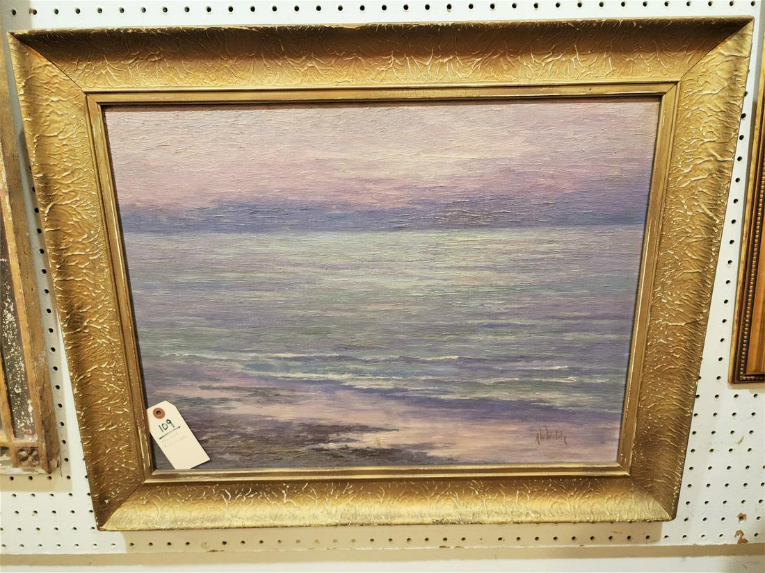 FRAMED O/C IMPRESSIONIST SEA SCAPE SGND A.W.WILDE 18" X 24" (1 of 3)