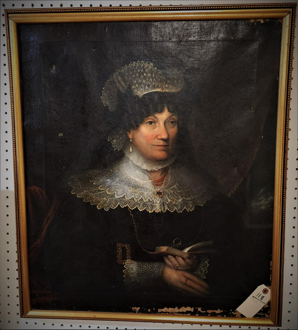 FRAMED 19TH C O/C PORTRAIT OF A WOMAN 29" X 24 1/2": FRAMED 19TH C O/C PORTRAIT OF A WOMAN 29" X 24 1/2"