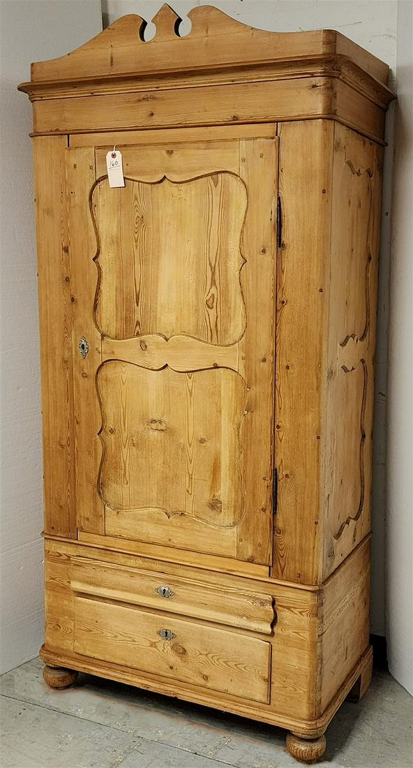 19TH C PINE 1 DOOR ARMOIRE W/2 DRAWERS 80"H X 39"W X 21"D (1 of 6)