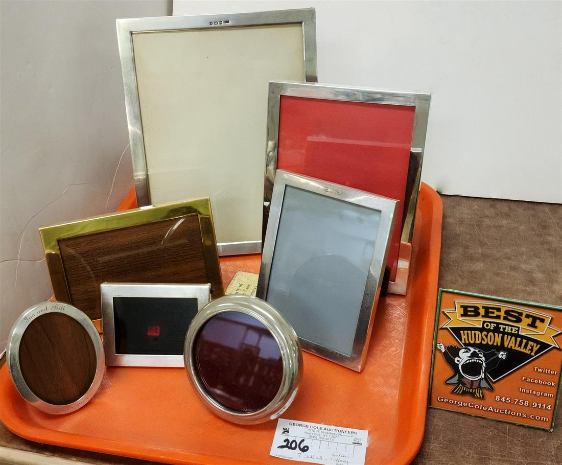 TRAY 7 STERL. DRESSER FRAMES CARTIER 6" X 4-1/2" TIFFANY 4-1/4" X 6", 3" X 3-3/4", 3-3/4" X 3", (1 of 6)