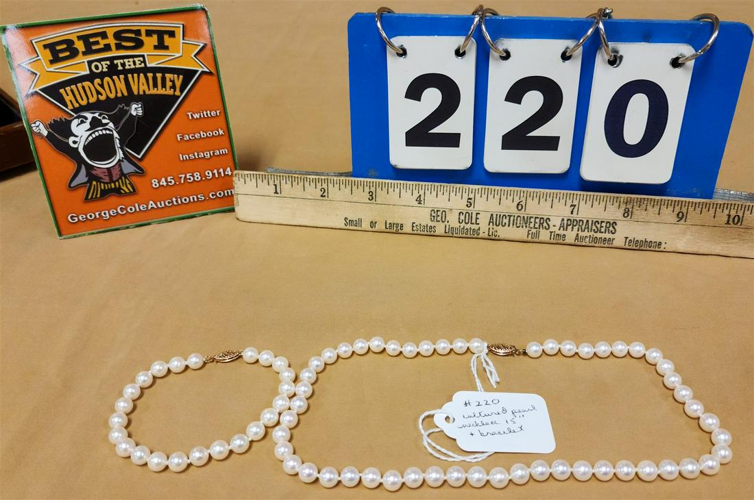 CULTURED PEARL NECKLACE 15" W/ BRACELET 6" (1 of 4)