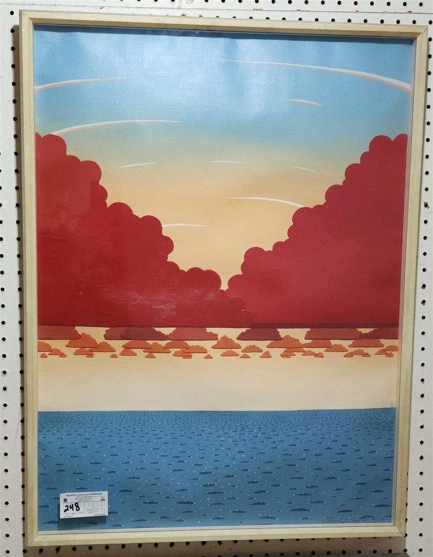 FRAMED SILKSCREEN? OCEAN SERIES SIGNED CARSON C. COLLINS 30" X 22" 4/78 (1 of 3)