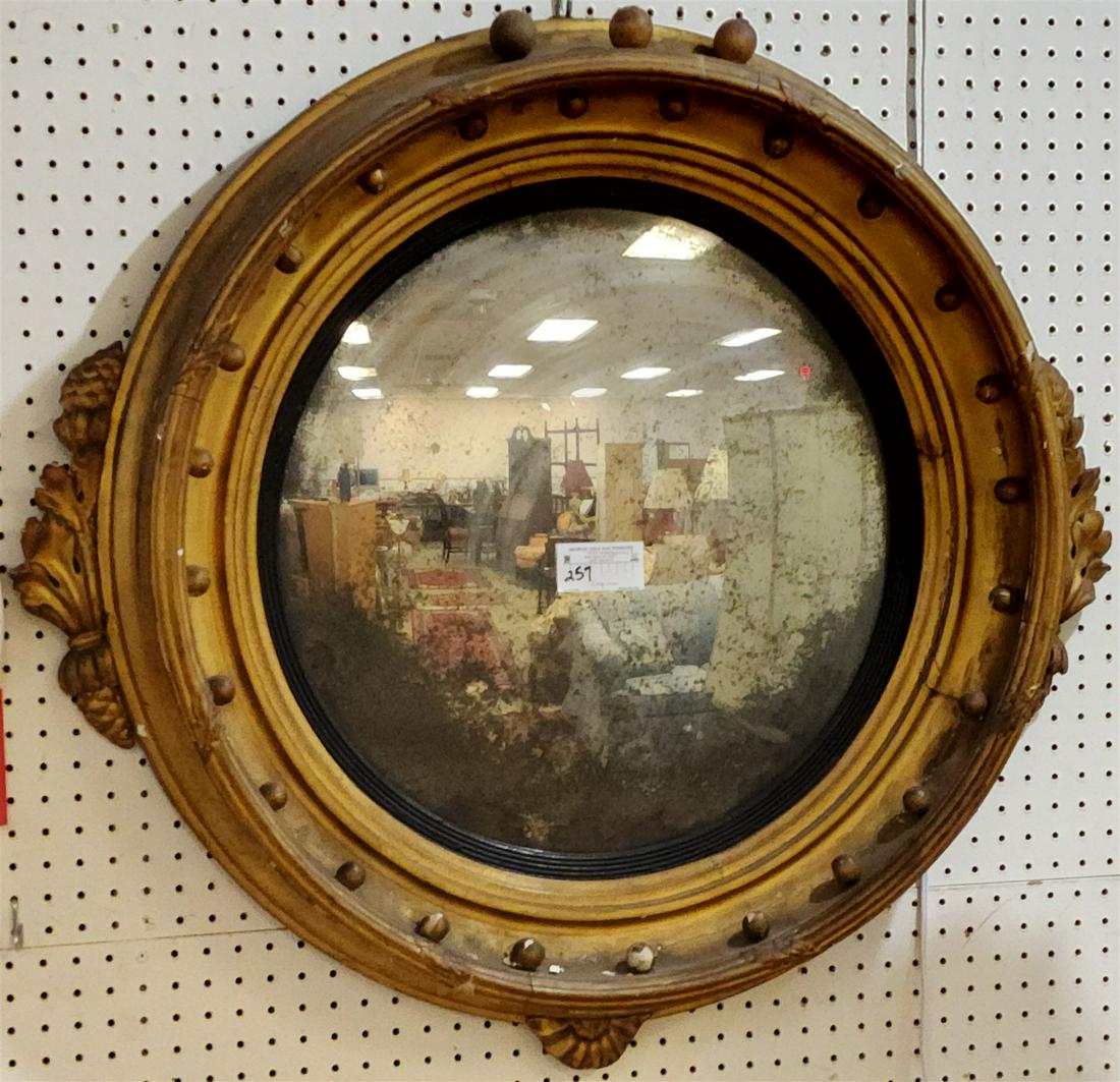 EMPIRE GILTWOOD FRAMED CONVEX MIRROR 33"X 36"DIAM. (1 of 2)