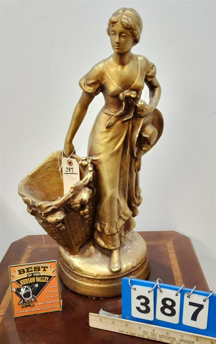 GILT PLASTER FIGURE BY ARTISTIC ROYALTIES 22 1/2" (1 of 2)